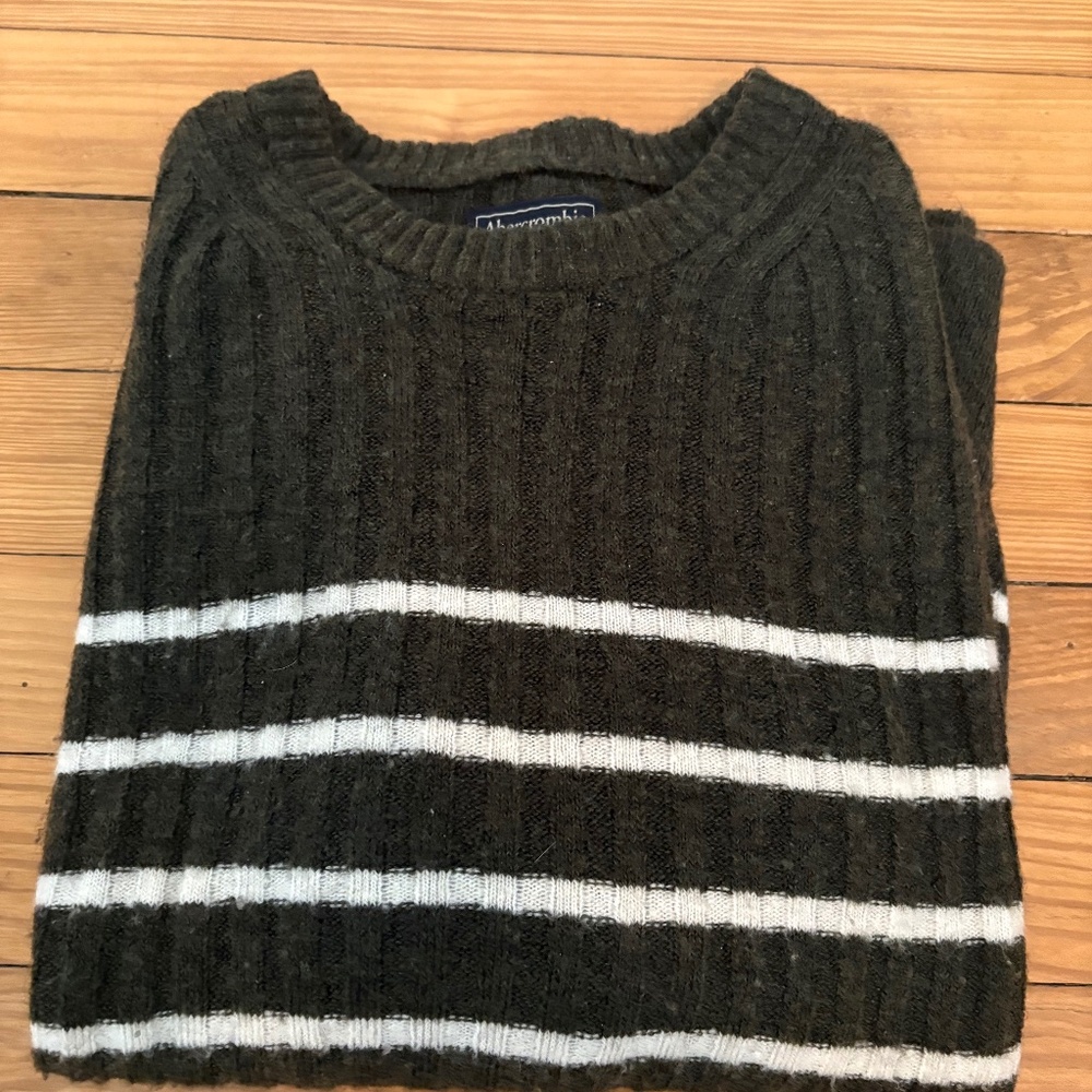 Green and white striped Abercrombie and fitch sweater